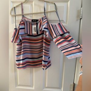 NWT Fab’rik stripped top with one sided sleeve - Size Medium